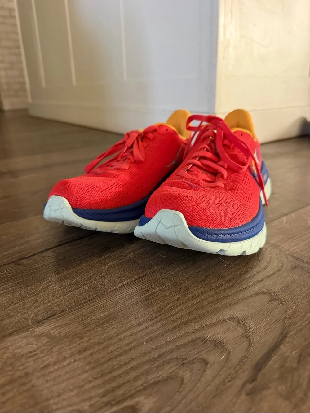 Hoka One One Mach 4 Running Shoes Fiesta Bluing Red 1113529-FBLN Women's 6.5B